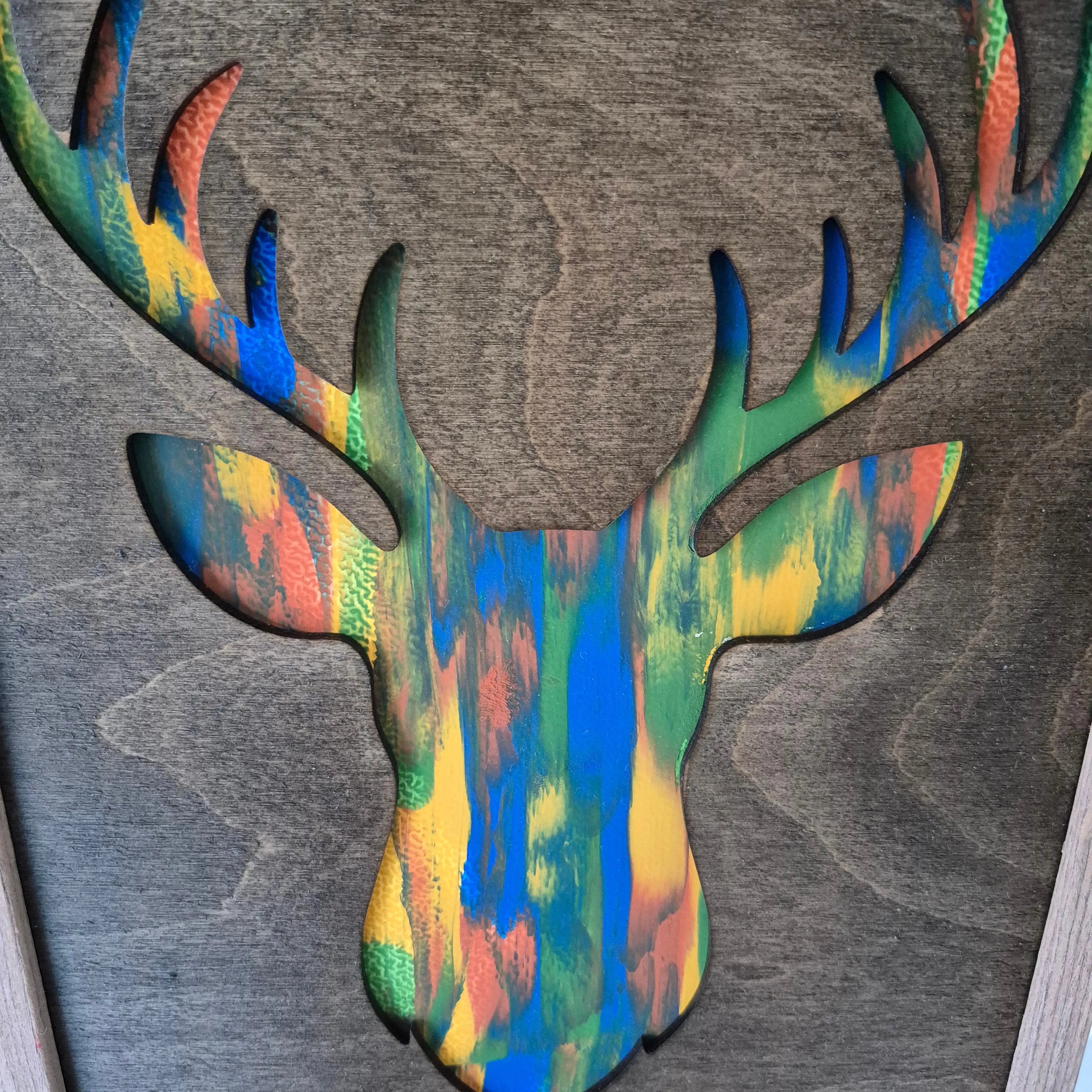 Tableau Cerf : Création Artisanale et Émotion Colorée Gravea