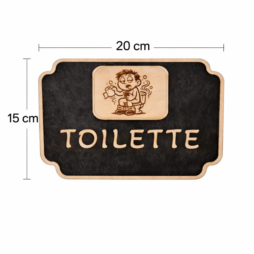 Plaque Toilette Bois Gravé Pictogramme Humoristique Gravea