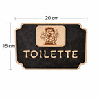 Plaque Toilette Bois Gravé Pictogramme Humoristique Gravea