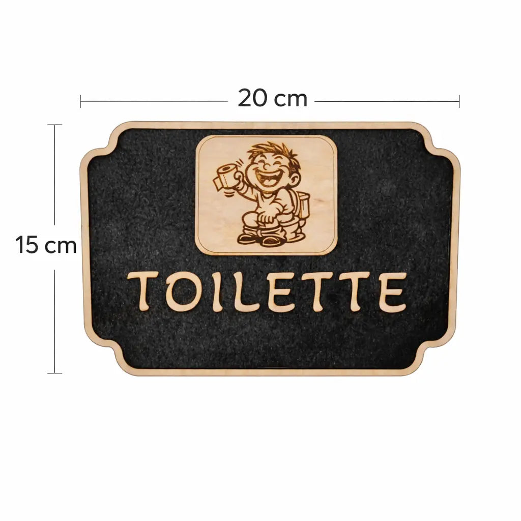 Plaque Toilette Bois Gravé Pictogramme Rieur Gravea