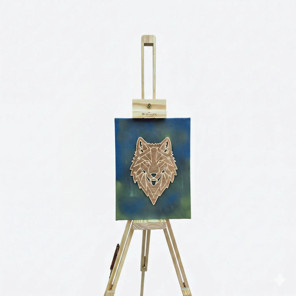 Toile Loup Alpha – Présence symbolique artisanale Gravea