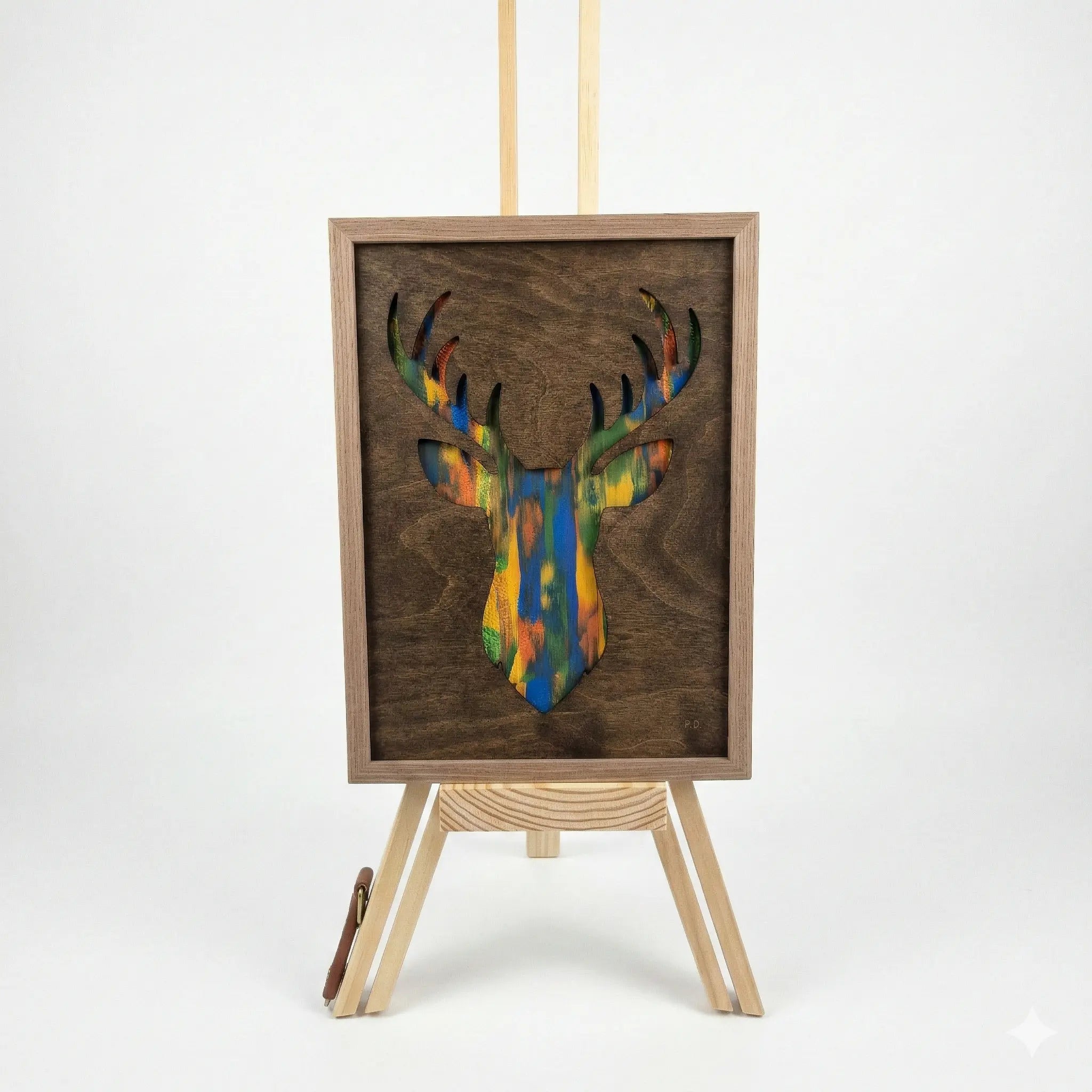 Tableau Cerf : Création Artisanale et Émotion Colorée Gravea