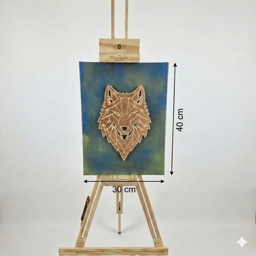 Toile Loup Alpha – Présence symbolique artisanale Gravea