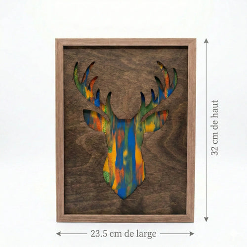 Tableau Cerf : Création Artisanale et Émotion Colorée Gravea