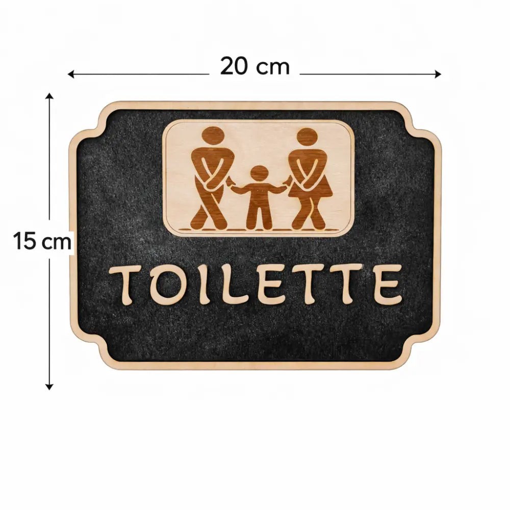 Plaque Porte Toilette WC Bois Relief | Panneau Déco Humour Original | Signalétique Bouleau 3D | Fait Main Normandie
