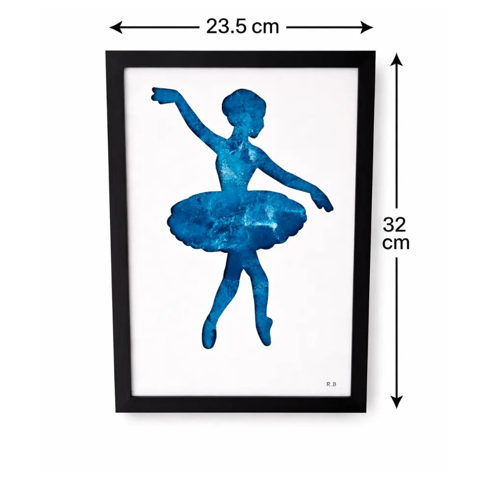 Tableau Danseuse Bois Découpé A4 – Élégance Bleue Gravea