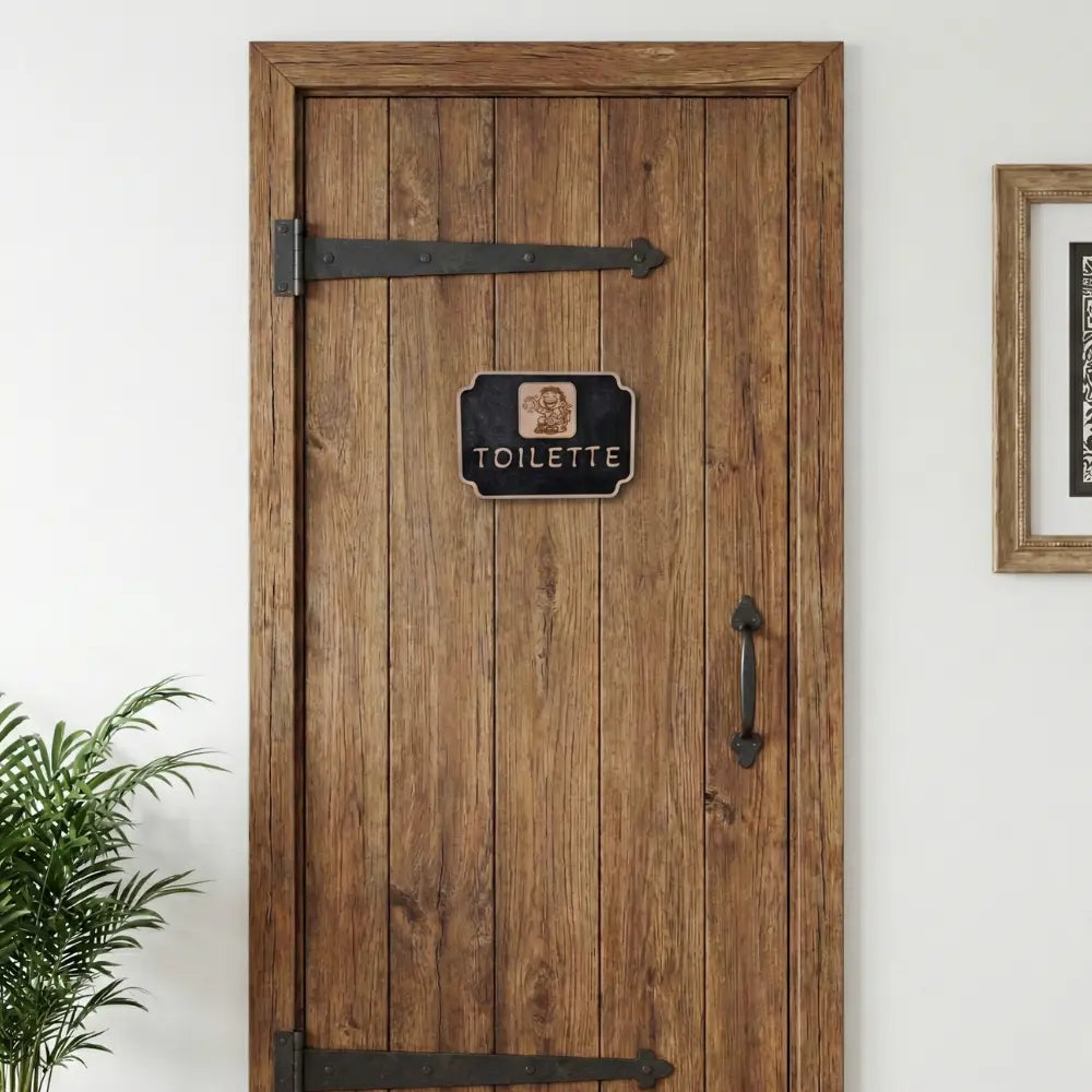 Plaque Toilette Bois Gravé Pictogramme Rieur Gravea