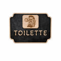 Plaque Toilette Bois Gravé Pictogramme Rieur Gravea